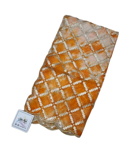 Orange net tie dye dupatta