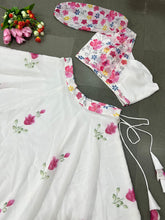 Indo western white and pink floral Lehenga