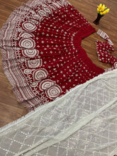 Maroon embroidered Lehenga
