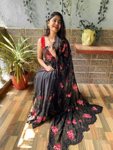 Floral diamond work saree