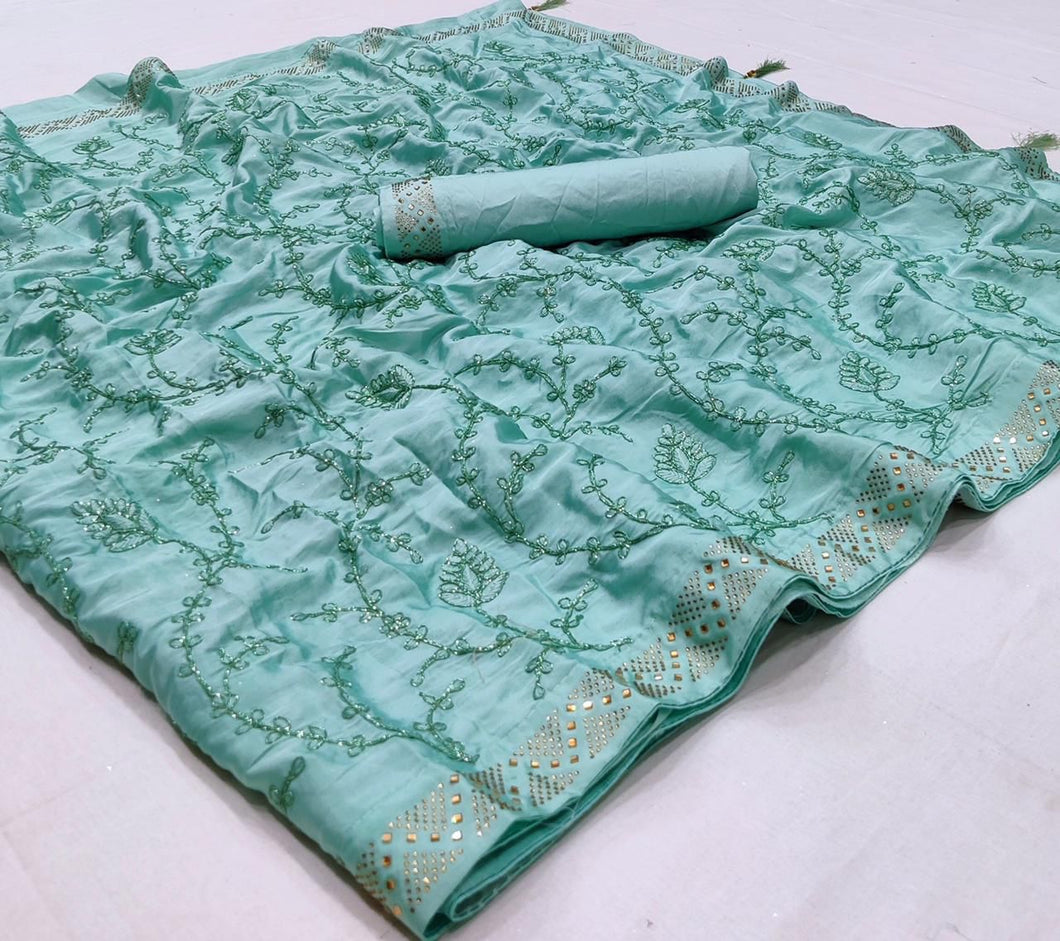 Silk crepe saree with latkan