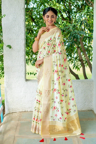 Mysore silk floral saree with Swarovski diamond