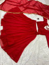 Plain red fully stitched Lehenga - lots of flair