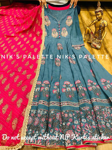 Niks collection: stunning blue and rani pink anarkali