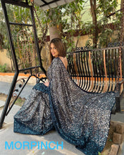 Celebrity style silver sequinned sarees - lots of colours