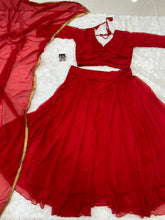 Plain red fully stitched Lehenga - lots of flair