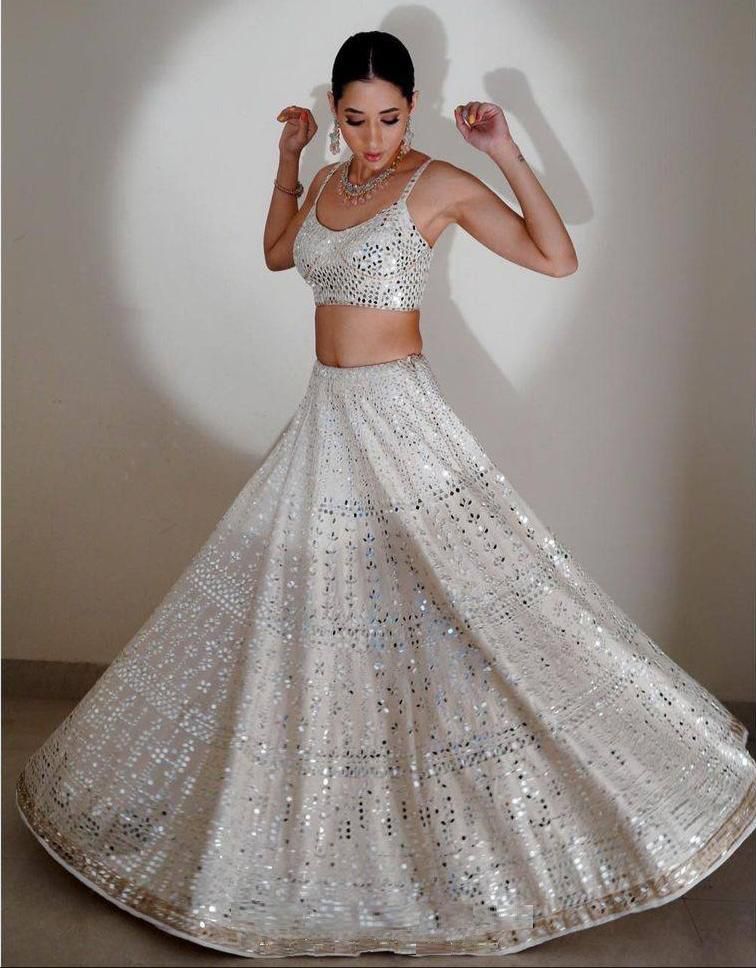 Trending white and silver embroidered Lehenga