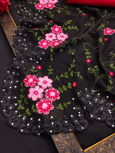 Floral diamond work saree