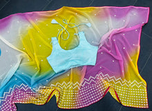 Multi coloured leheriya print saree