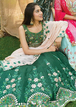 Pine green and florals Lehenga