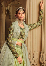 Misha collection - shaded pista green sequins Lehenga