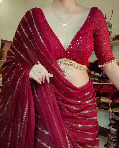 Sequins lines saree in 3 colours