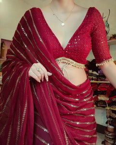 Sequins lines saree in 3 colours