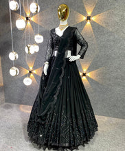 Black embroidered partywear Lehenga
