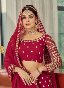 Kavya catalogue: Coral red Lehenga