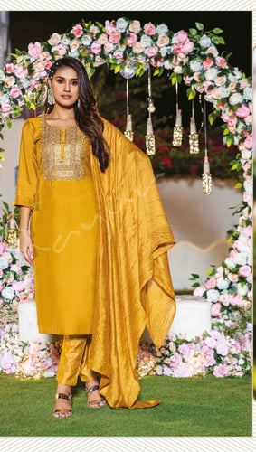 Silk embroidered suits (Gurudwara style) (Plus size option)