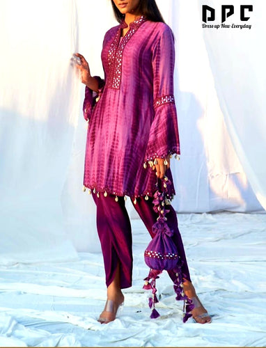 Hand tie dyed kurti set with dhoti