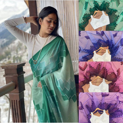 Geometry sequins saree