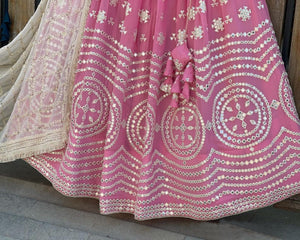 A perfect combination - Blue and pink Lehenga