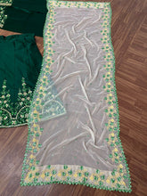 Pine green and florals Lehenga