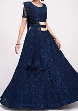 Midnight blue sequinned designer Lehenga