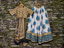 Sabyasachi inspired Botanical blue floral Lehenga