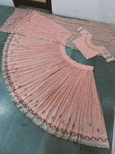 Sequinned Lehenga in peach