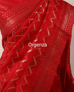 Organza silk saree with zigzag sequins