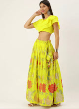Floral sequinned Lehenga in yellow