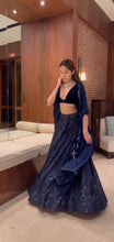 Midnight blue sequinned Lehenga