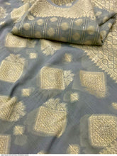 Chikankari work Lucknowi saree - grey