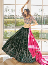 Green and pink peacock Lehenga