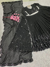 Black embroidered partywear Lehenga