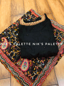 Niks collection: All over butti black anarkali