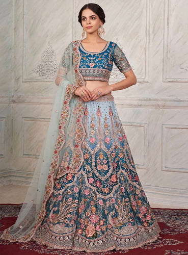 Blue soft net Lehenga