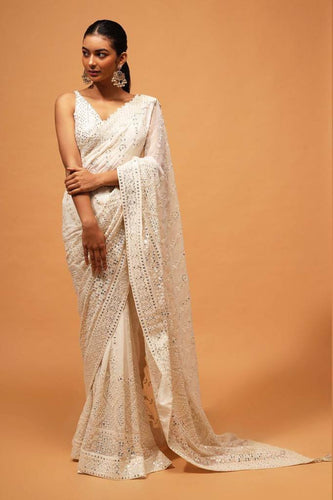 Silk chikankari work saree in lots of colours