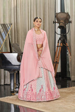 Peacock embroidered pastel Lehenga