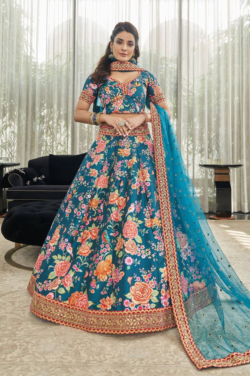 Floral art silk Lehenga
