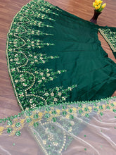 Pine green and florals Lehenga