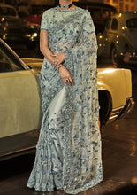 Swarovski designer saree collection: Grey net saree