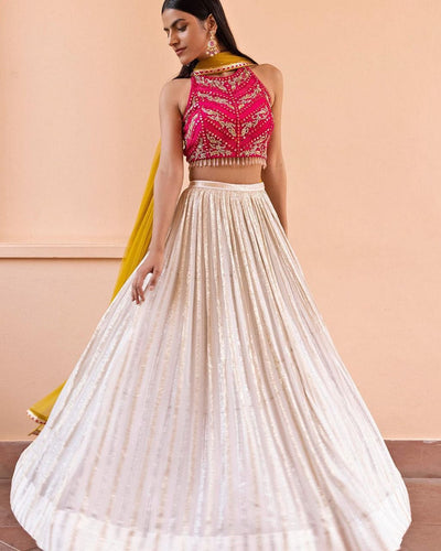 Silver, gold and white Lehenga
