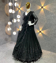 Black embroidered partywear Lehenga