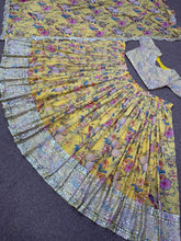 Yellow Lehenga - Floral and bird digital print Lehenga