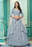 Gota embroidered dusty blue Lehenga
