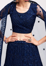 Midnight blue sequinned designer Lehenga