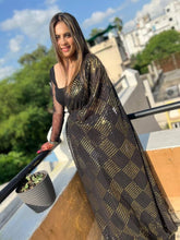 Black dinner party sequinned saree