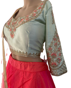 Mint green and peachy pink Lehenga (plus size)