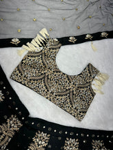 Black and gold Silk Lehenga