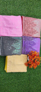 Karina two toned sequinned wedding sarees in pastel colours