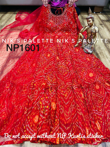 Niks collection - red bandhani gown with lots of flair